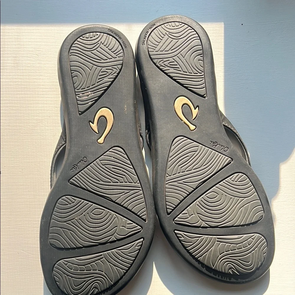 OluKai Black Sandals Minimalist Thong Design - Picture 2 of 3